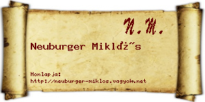 Neuburger Miklós névjegykártya